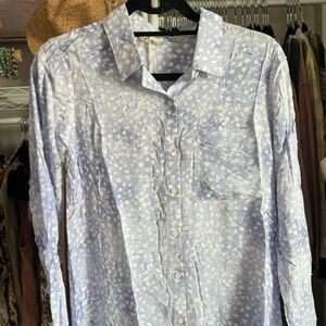 Mystree Light Blue Floral Women's Button Down Shirt